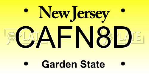 CAFN8D New Jersey License Plate