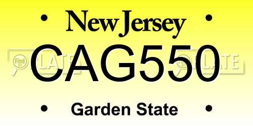 CAG550 New Jersey License Plate