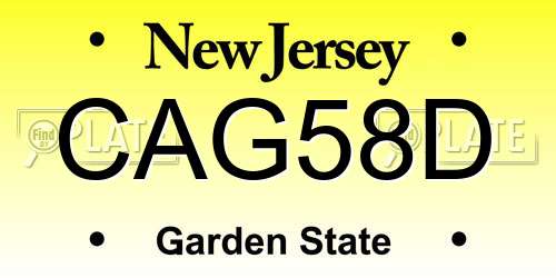 CAG58D New Jersey License Plate