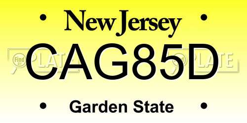 CAG85D New Jersey License Plate