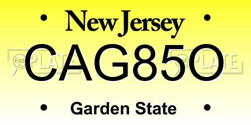 CAG85O New Jersey License Plate