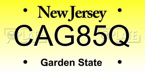 CAG85Q New Jersey License Plate
