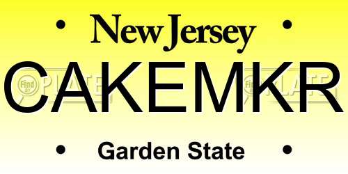CAKEMKR New Jersey License Plate