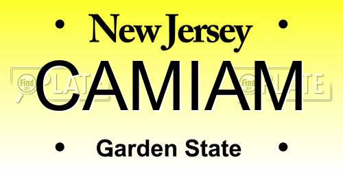 CAMIAM New Jersey License Plate