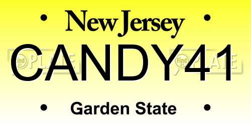 CANDY41 New Jersey License Plate