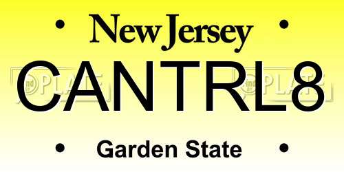 CANTRL8 New Jersey License Plate