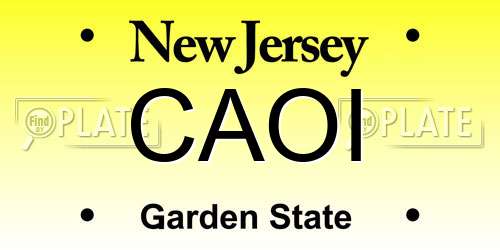 CAOI New Jersey License Plate