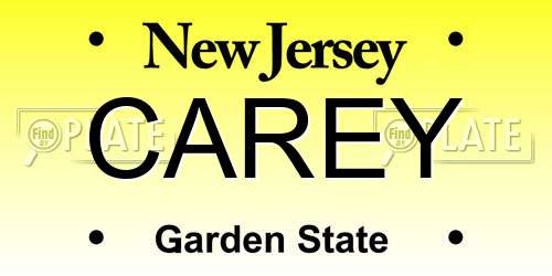 CAREY New Jersey License Plate