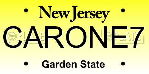CARONE7 New Jersey License Plate