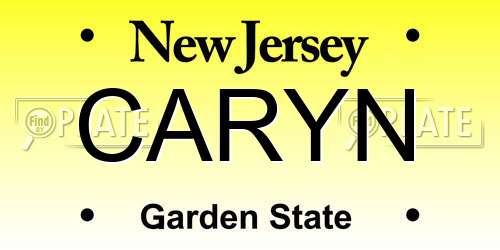 CARYN New Jersey License Plate