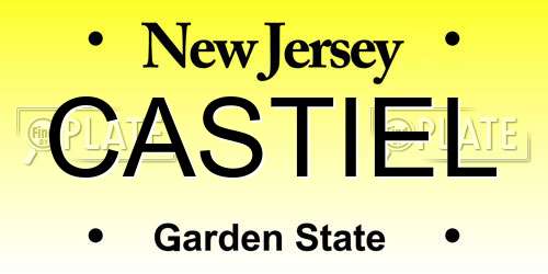 CASTIEL New Jersey License Plate
