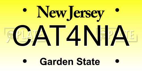CAT4NIA New Jersey License Plate