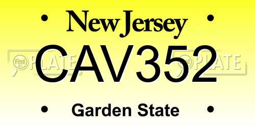 CAV352 New Jersey License Plate