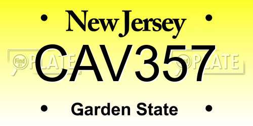 CAV357 New Jersey License Plate