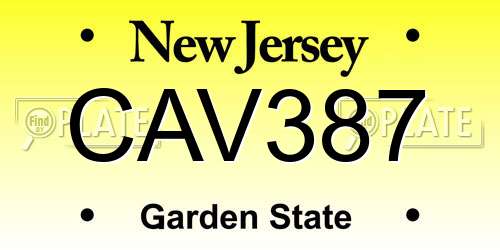 CAV387 New Jersey License Plate