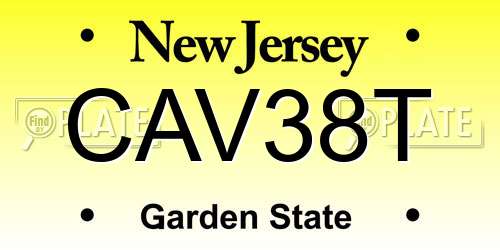 CAV38T New Jersey License Plate
