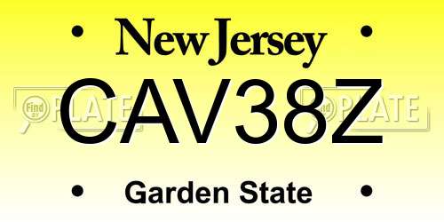 CAV38Z New Jersey License Plate