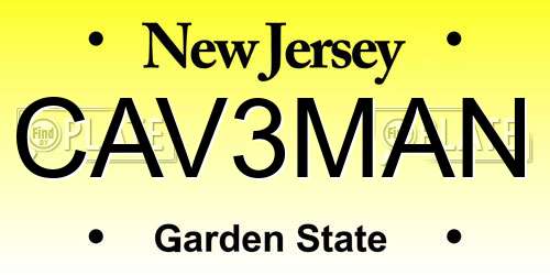 CAV3MAN New Jersey License Plate