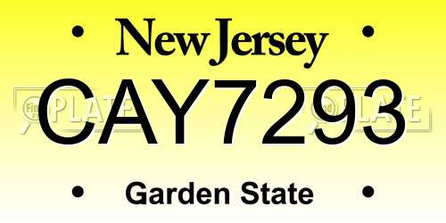 CAY7293 New Jersey License Plate
