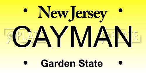 CAYMAN New Jersey License Plate