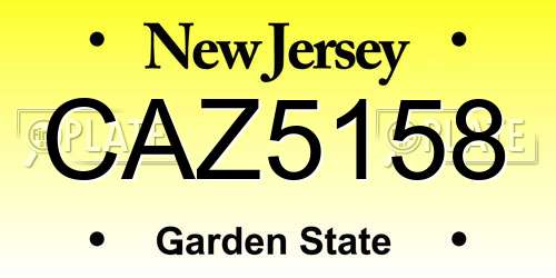 CAZ5158 New Jersey License Plate