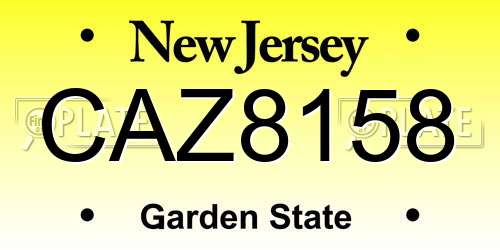 CAZ8158 New Jersey License Plate