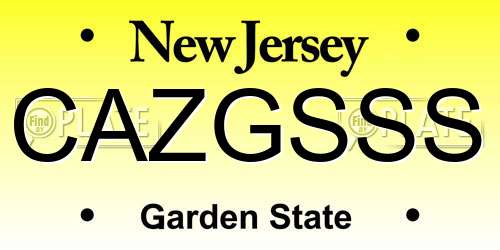 CAZGSSS New Jersey License Plate