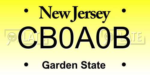 CB0A0B New Jersey License Plate