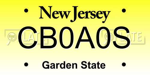 CB0A0S New Jersey License Plate