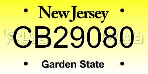 CB29080 New Jersey License Plate