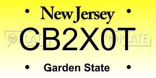 CB2X0T New Jersey License Plate