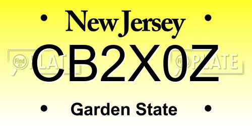 CB2X0Z New Jersey License Plate