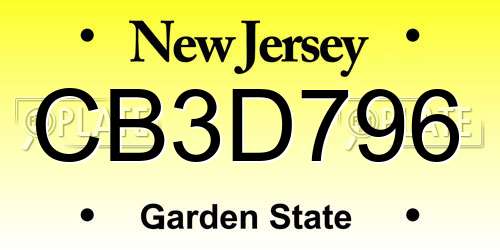 CB3D796 New Jersey License Plate