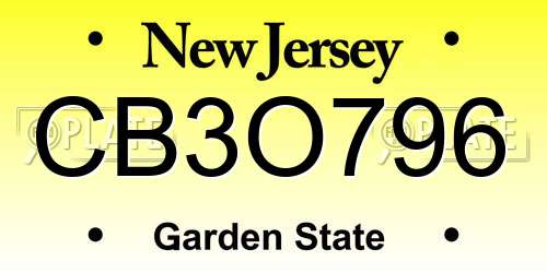 CB3O796 New Jersey License Plate