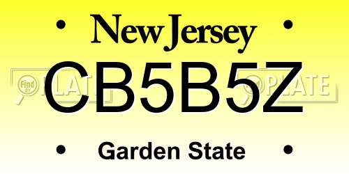 CB5B5Z New Jersey License Plate