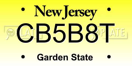 CB5B8T New Jersey License Plate