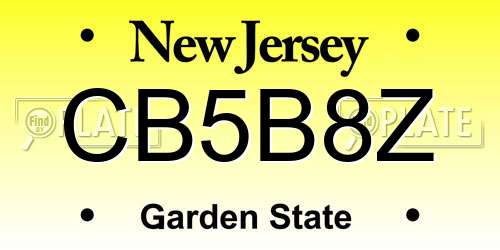 CB5B8Z New Jersey License Plate