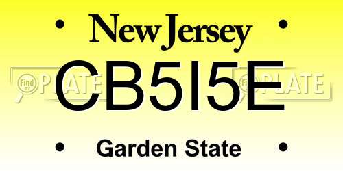 CB5I5E New Jersey License Plate
