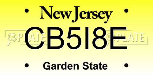 CB5I8E New Jersey License Plate