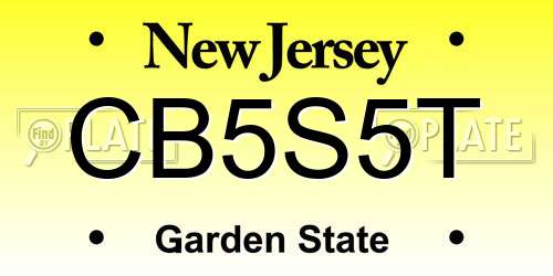 CB5S5T New Jersey License Plate