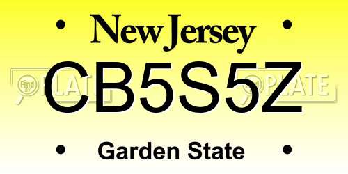 CB5S5Z New Jersey License Plate