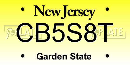 CB5S8T New Jersey License Plate