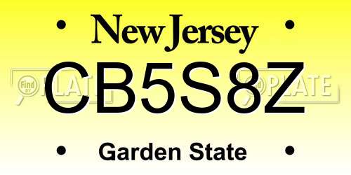 CB5S8Z New Jersey License Plate