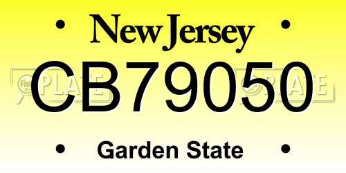 CB79050 New Jersey License Plate