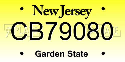 CB79080 New Jersey License Plate