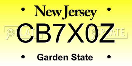 CB7X0Z New Jersey License Plate