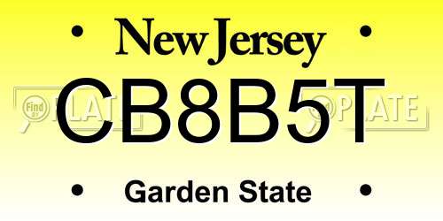 CB8B5T New Jersey License Plate
