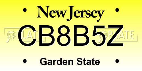 CB8B5Z New Jersey License Plate