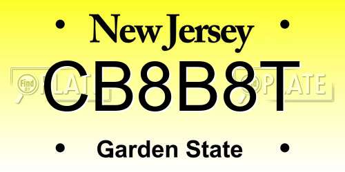 CB8B8T New Jersey License Plate