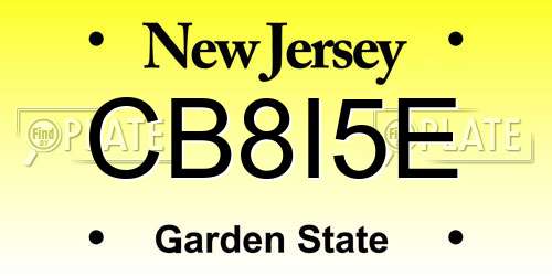 CB8I5E New Jersey License Plate